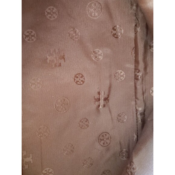 TORY BURCH THEA Tobacco Brown WOVEN Leather Center Zip Handbag READ - Picture 12 of 16